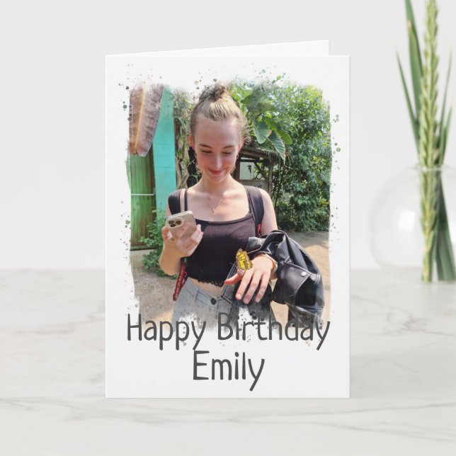 Tarjeta fotográfica feliz cumpleaños Personalizado (Anverso)