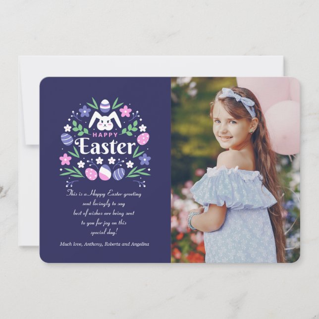 Tarjeta fotográfica feliz de Pascua (Anverso)