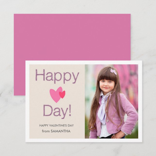 Tarjeta fotográfica Feliz Día del Corazón de San V (Anverso / Reverso)