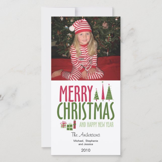 Tarjeta fotográfica Feliz Navidad y Feliz Año Nuev (Anverso)