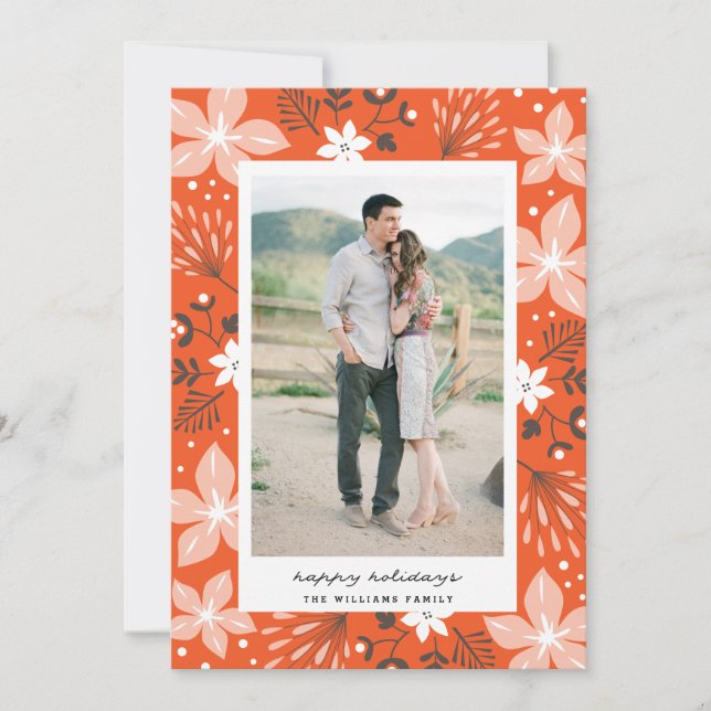 Tarjeta fotográfica festiva para feriados botánico (Anverso)