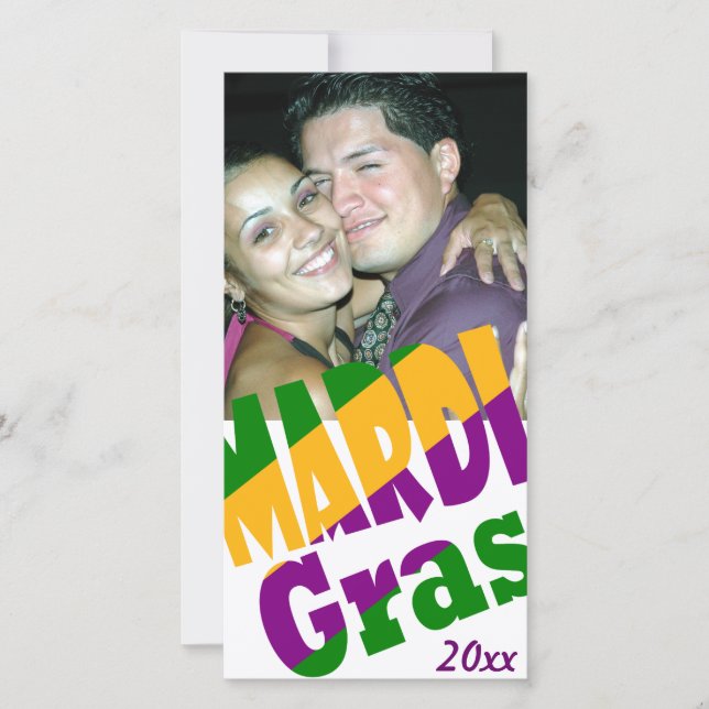 Tarjeta fotográfica Fiesta Mardi Gras 20xx persona (Anverso)