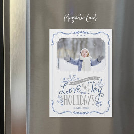 Tarjeta fotográfica Floral Azul Whimsy Magnetic Ho