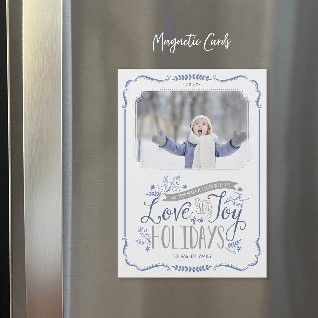 Tarjeta fotográfica Floral Azul Whimsy Magnetic Ho (Subido por el creador)