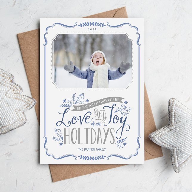 Tarjeta fotográfica Floral Azul Whimsy Magnetic Ho (Subido por el creador)