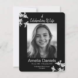 Tarjeta Fotográfica Floral Blanca Negra De La Vida