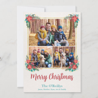Tarjeta fotográfica Floral Boho Christmas, marco d