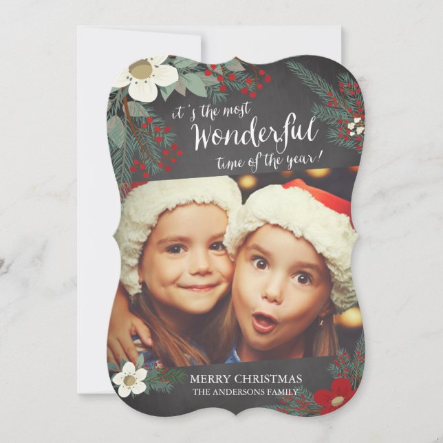 Tarjeta fotográfica floral Chalkboard Wonmaravillo (Anverso)