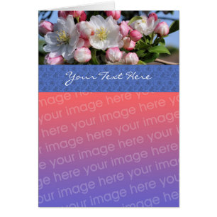 Tarjeta fotográfica floral con flores de primavera