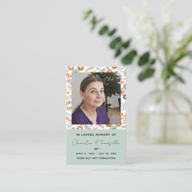 Tarjeta fotográfica Floral Dove Funeral Memorial (Anverso de pie)