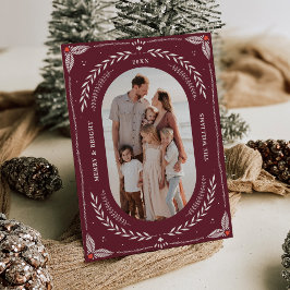 Tarjeta fotográfica Folk Art de navidad