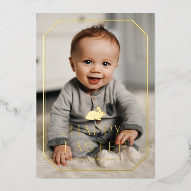 Tarjeta fotográfica Frame Easter de Conejo Vintage (Anverso)