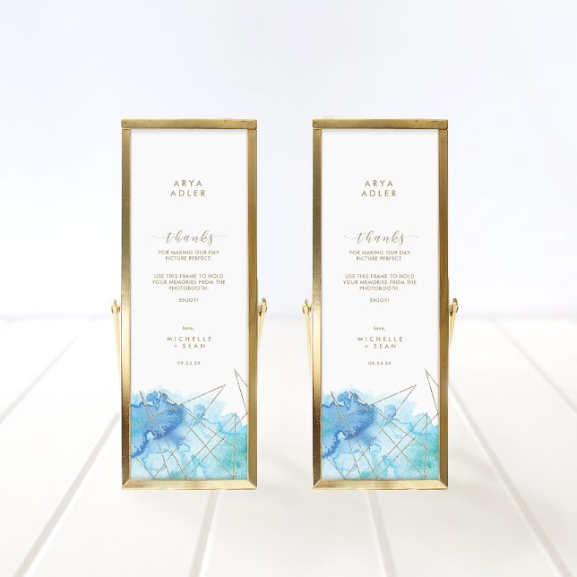 Tarjeta fotográfica geométrica azul imprimible (Subido por el creador)