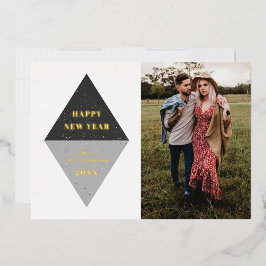 Tarjeta fotográfica geométrica de Año Nuevo Reliev