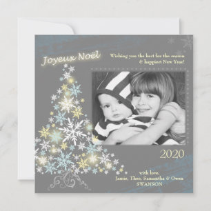 Tarjeta fotográfica Glam Snowflake Tree Holiday
