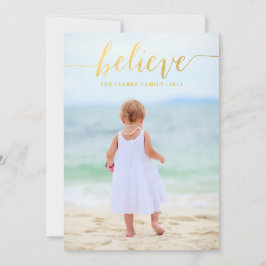 Tarjeta fotográfica Gold Glam Believe Holiday