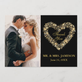 Tarjeta fotográfica Gold Heart de agradecimiento a