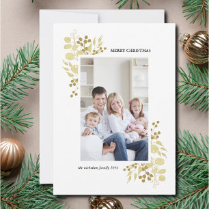 Tarjeta fotográfica Gold Merry Christmas