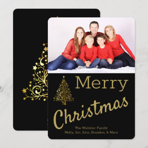 Tarjeta fotográfica Golden Christmas Tree