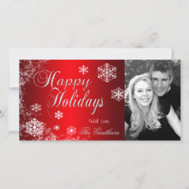 Tarjeta fotográfica Gradiente Red Snowflake Holida