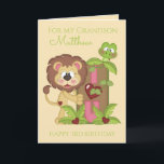 Tarjeta fotográfica Grandson Third Birday Cute Lio<br><div class="desc">Tarjeta fotográfica Grandson Third Birday Cute Lion</div>