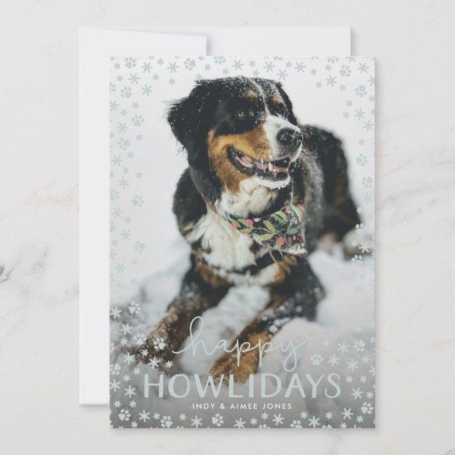 Tarjeta fotográfica Gray Happy Howlidays Pet Lover (Anverso)