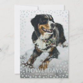 Tarjeta fotográfica Gray Happy Howlidays Pet Lover