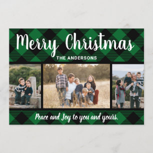 Tarjeta fotográfica Green Buffalo Plaid Christmas