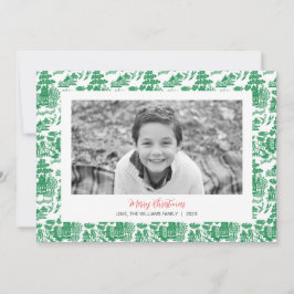 Tarjeta fotográfica Green Chinoiserie Christmas