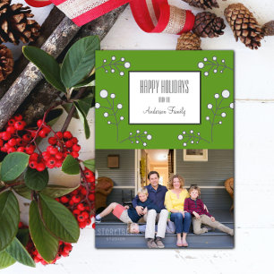 Tarjeta fotográfica Green Modern Berry Holiday