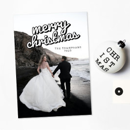 Tarjeta fotográfica Groovy Retro Modern Minimal pa