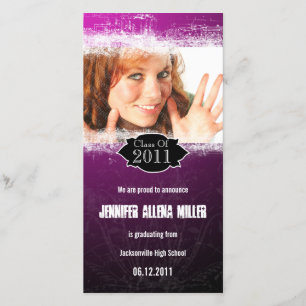 Tarjeta fotográfica Grunge Pink Black Graduation