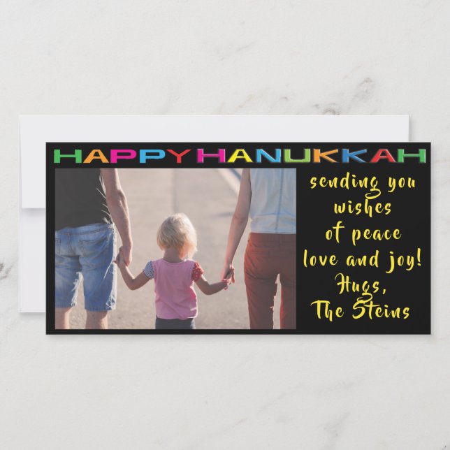 Tarjeta fotográfica Hanukkah "Happy Hanukkah" (Anverso)