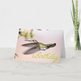 Tarjeta fotográfica Happy Birday Flying Hummingbir
