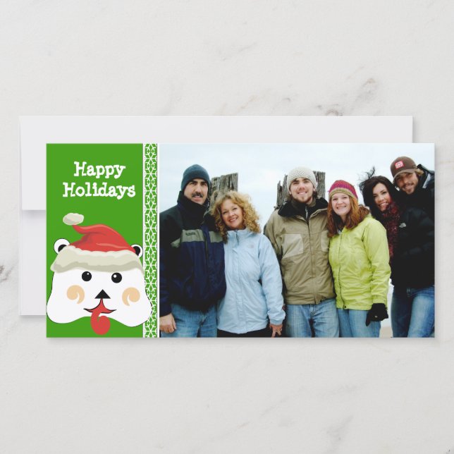 Tarjeta fotográfica Happy Holidays Cute Bear Famil (Anverso)