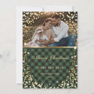 Tarjeta fotográfica Holiday Magic Green Gold Plage