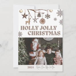 Tarjeta fotográfica Holly Jolly Earthy Holiday
