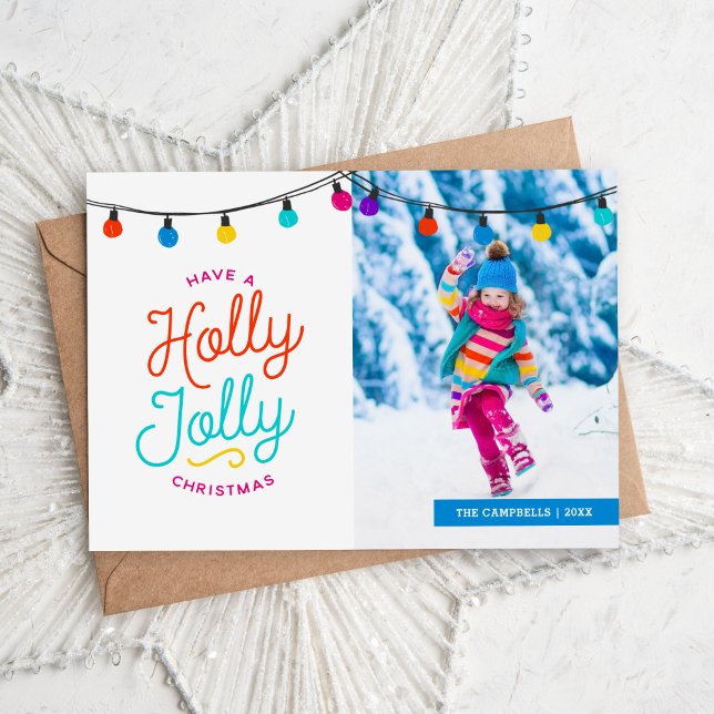 Tarjeta fotográfica Holly Jolly Holiday | Saludo a (Subido por el creador)