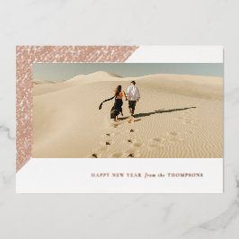 Tarjeta fotográfica horizontal blanca de Año Nuevo