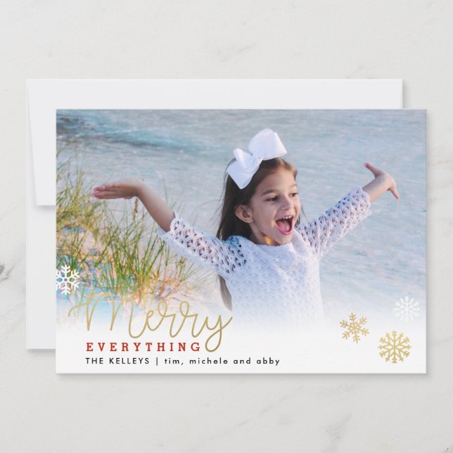 Tarjeta fotográfica horizontal Merry Everything Go (Anverso)