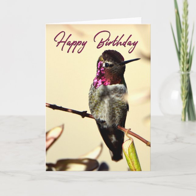 Tarjeta fotográfica Hot Pink Happy Birmingbird (Anverso)