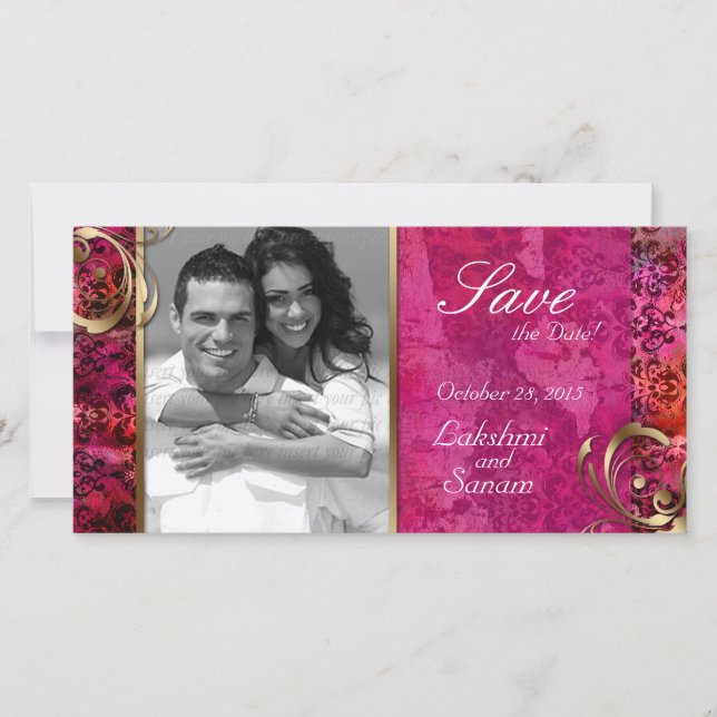 Tarjeta fotográfica india salva el oro rosa de la  (Anverso)