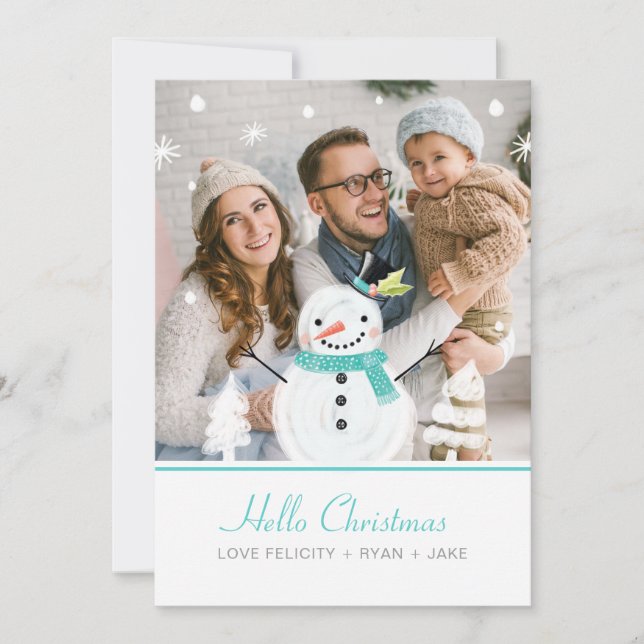 Tarjeta fotográfica Jolly Snowman Navidades Winter (Anverso)