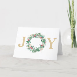 Tarjeta fotográfica JOY Wreath de Navidad festiva