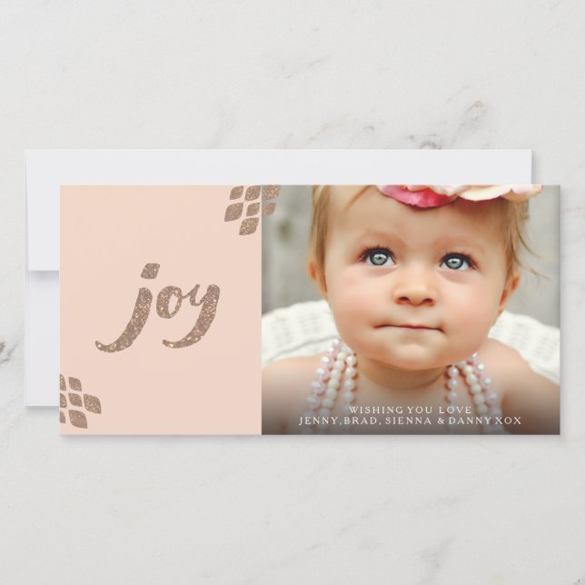 Tarjeta fotográfica Joy Xmas para Purpurina de Pea (Anverso)
