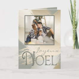 Tarjeta fotográfica Joyeux Noel con pinta de oro m