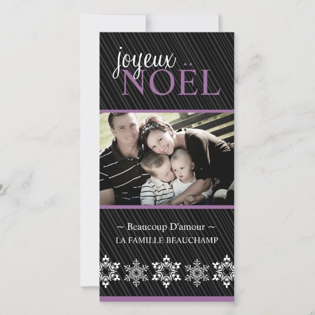 Tarjeta fotográfica "Joyeux Noel" moderna (Anverso)