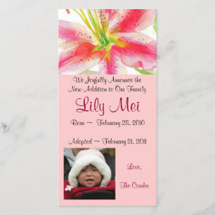 Tarjeta fotográfica Lily de la Invitación de adopc