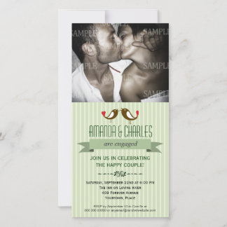 Tarjeta fotográfica Lovebirds Green Engagement
