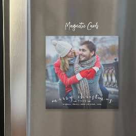 Tarjeta fotográfica magnética de Navidad superpues